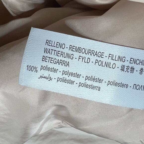 OYSHO Parka Hooded Jacket Water-Repellent Front-Zip Relaxed Fit Beige Size Small - Picture 12 of 13